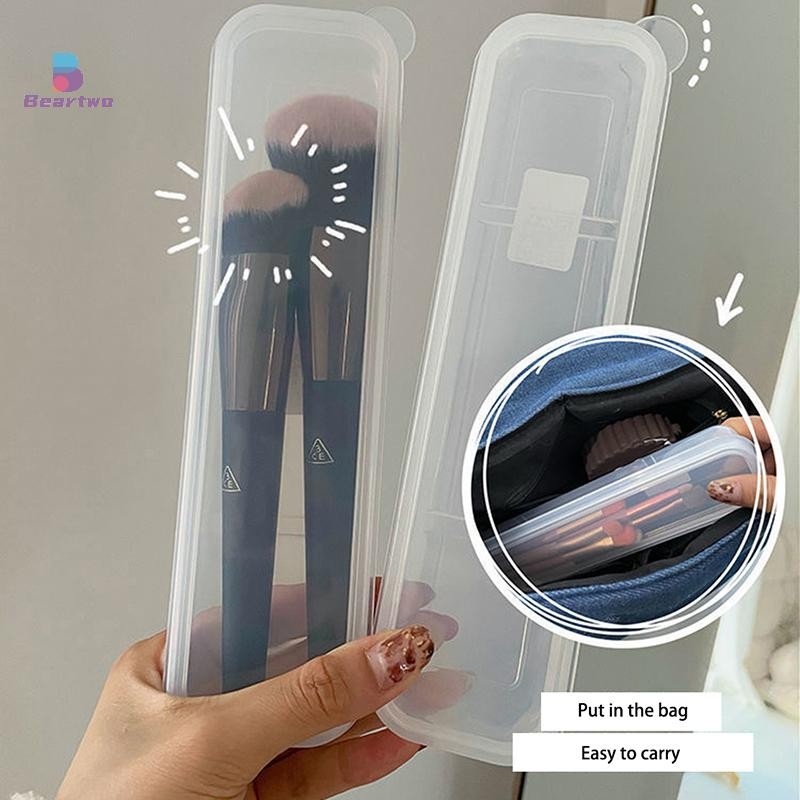 < Beartwo > Dụng cụ sắp xếp cọ trang điểm trong suốt có nắp Hộp đựng bút chì lông mày di động dành cho nữ Dụng cụ trang điểm Dụng cụ trang điểm đẹp