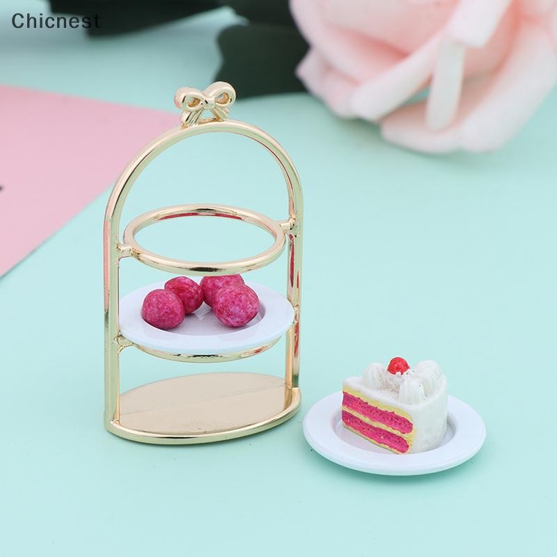 [Chc] 1 / 12 Nhà Búp Bê Thu Nhỏ Món Tráng Miệng Chảo Bánh Đứng Khay Trái Cây Búp Bê Đồ Chơi Nhà Bếp [VN]