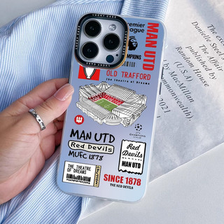 Laser UTD Sân vận động bóng đá Minh họa Vỏ điện thoại hoạt hình cho iPhone 16 15 14 13 12 11 7 8 X XR XS