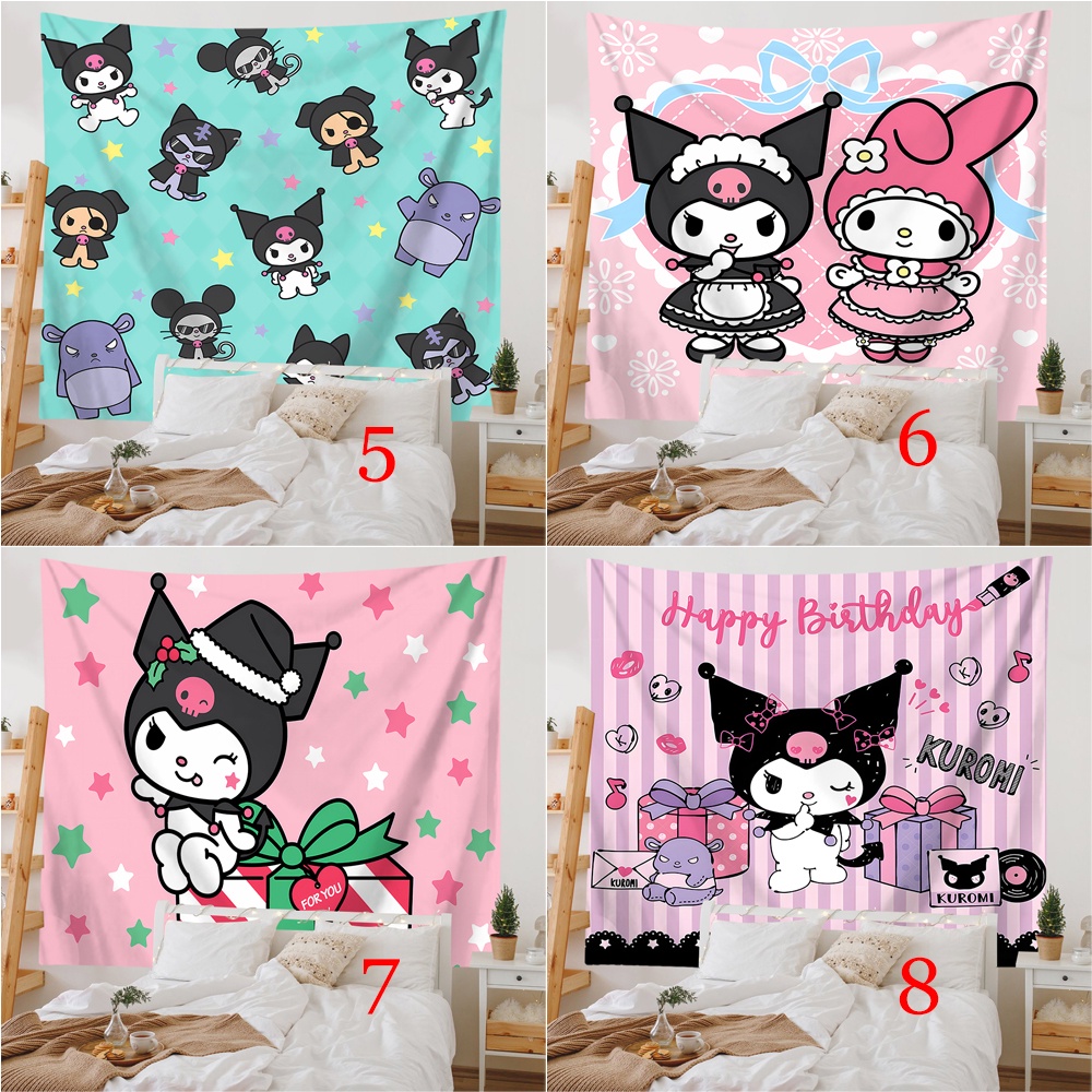 Dễ Thương Băng Dính polyester Hình kuromi Hoạt Hình Treo Tường Trang Trí Phòng Ngủ (Có Kẹp)