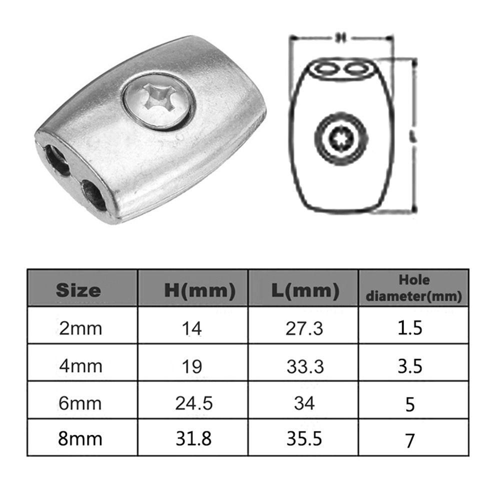 HIGHVIEWLS 1 Dây tay áo, Kẹp cáp hợp kim kẽm 2 / 3 / 4 / 6 / 8mm, Phần cứng bạc Đôi lỗ kẹp dây Ferrules Dây thép