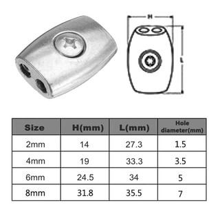 RISEDOT 1 kẹp cáp cố định 2 / 3 / 4 / 6 / 8mm, phần cứng bạc, hợp kim kẽm hai lỗ