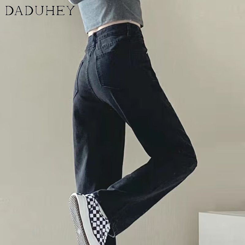 Ảnh DaDuHey New American Ins High Street Thin Jeans Niche High Waist Loose Wide Leg Pants plus Size Trousers 2