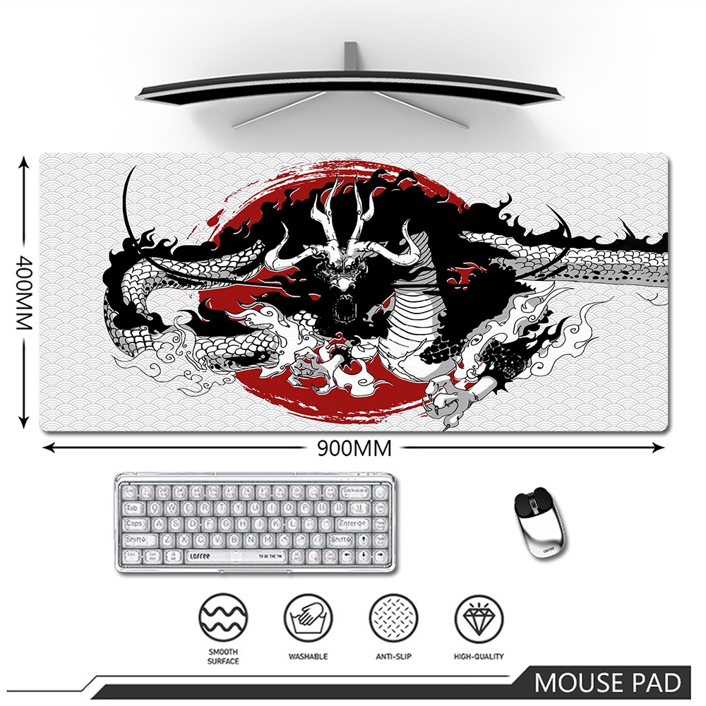 Phong Cách Nhật Bản Lớn Miếng Lót Chuột Nghệ Thuật Rồng Mousepad Đen Thảm XXL 900x400mm Văn Phòng Tại Nhà Cao Su Để Bàn Thảm Lớn Miếng Lót Bàn Phím