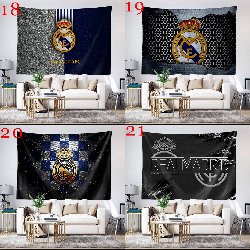 Áo Thun In Logo real madrid Thời Trang Năng Động Băng Dính polyester In logo Câu Lạc Bộ Bóng Đá Treo Tường Kèm Kẹp (Kẹp)