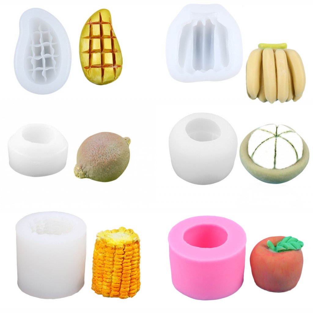 Khuôn Silicon Làm Bánh Kẹo / Xà Phòng Hình Quả Bắp / Chuối / Xoài 3d Sáng Tạo diy