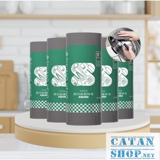 Cuộn khăn lau bếp, chà xoong nồi đa năng dày dặn thấm hút có thể tái sử dụng 20x20cm