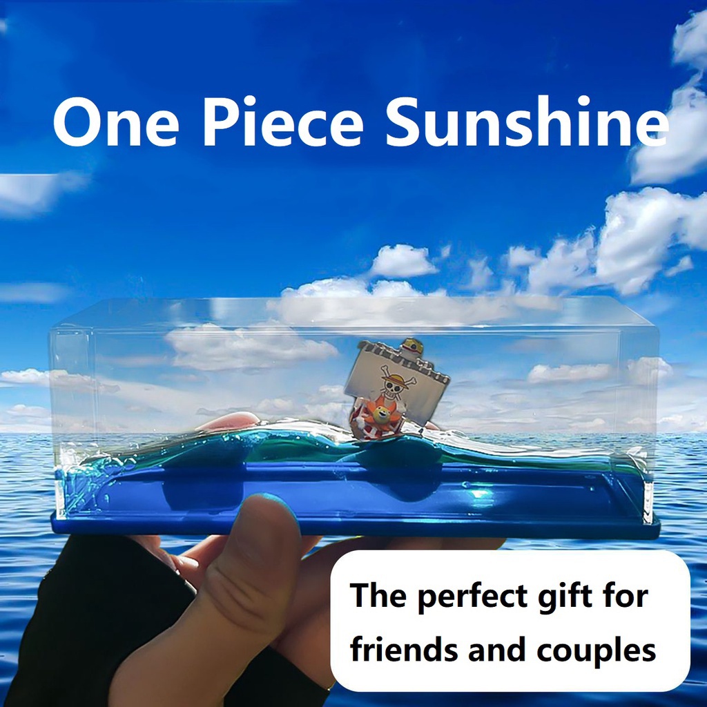 Trang trí ô tô One Piece - Golden Merry Ship in Bottle, Anime Pirate Ship Figurine, Thiết kế hoạt hình sáng tạo, Quà tặng hoàn hảo cho những người yêu thích sinh nhật và ô tô