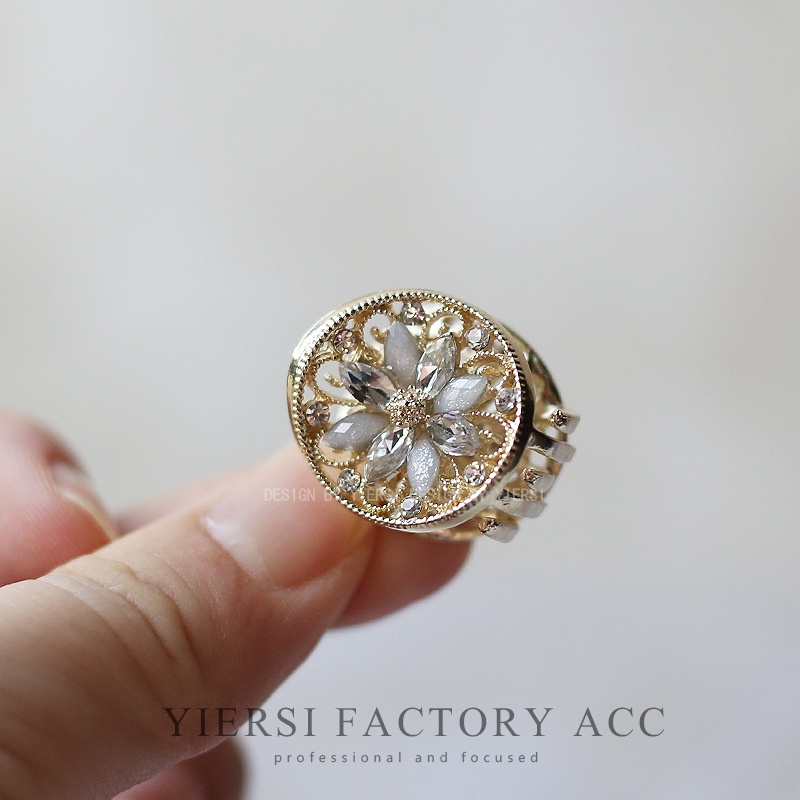 Mairopoli [Hàng Có Sẵn] Kẹp Tóc Đính Đá Hình Hoa Tròn Cỡ Nhỏ Phong Cách Pháp Đơn Giản Dễ Phối Đồ Cao Cấp
