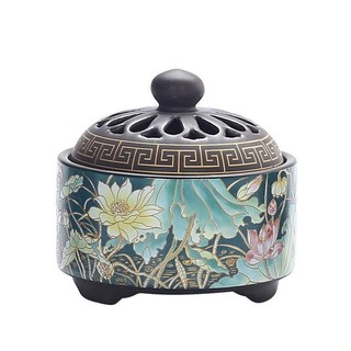 Lư Sứ Xông Trầm Cao Cấp - Chạm Khắc Hoa Văn Hoa Sen - Trầm Hương Yên Lộc