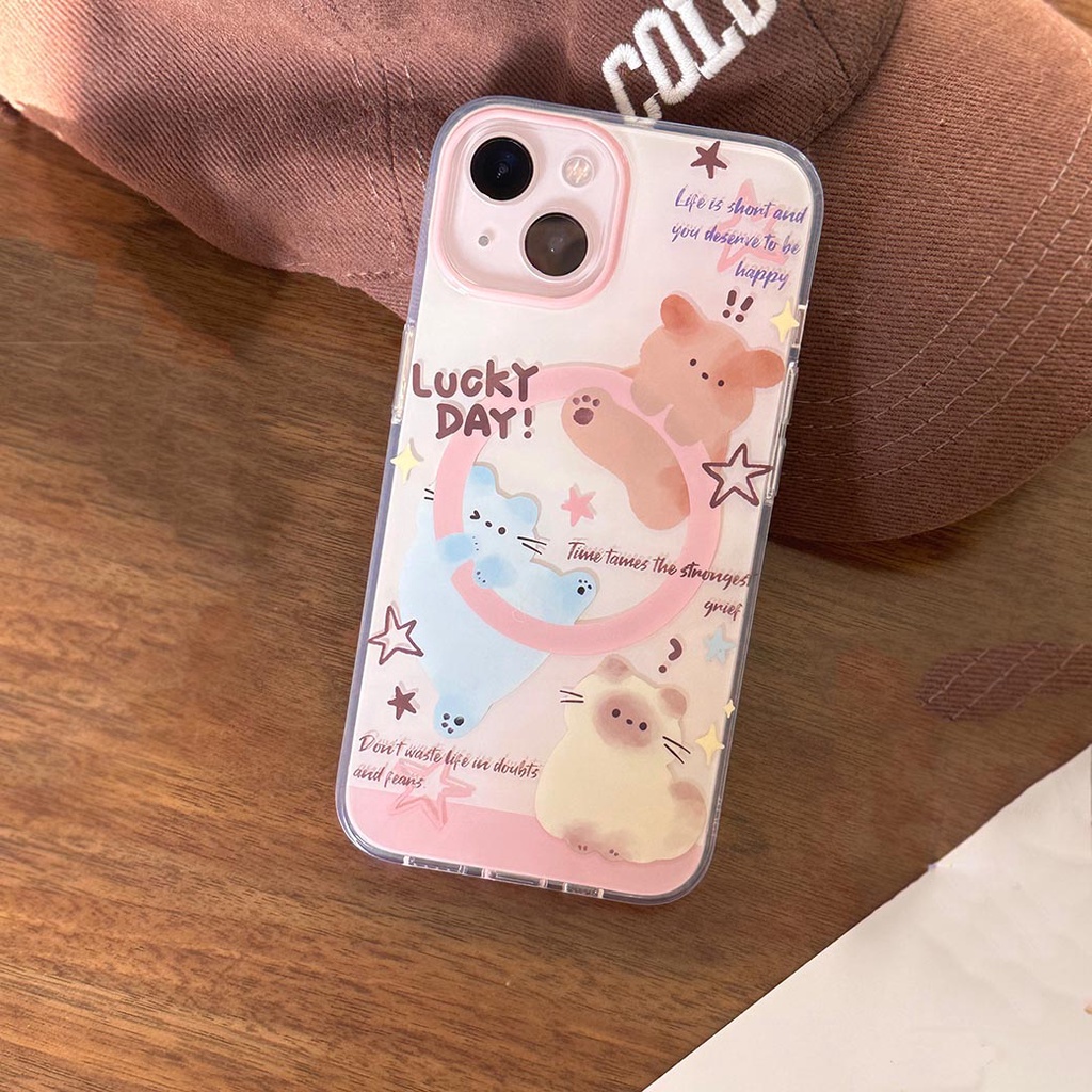 Ốp Lưng Cứng Tương Thích Với iPhone 13 13Pro 13ProMax 14 14Pro 14ProMax 15 15Pro 15ProMax 16 16Pro 16ProMax 17 17Pro 17ProMax Ốp Nam Châm Họa Tiết Ba Mèo