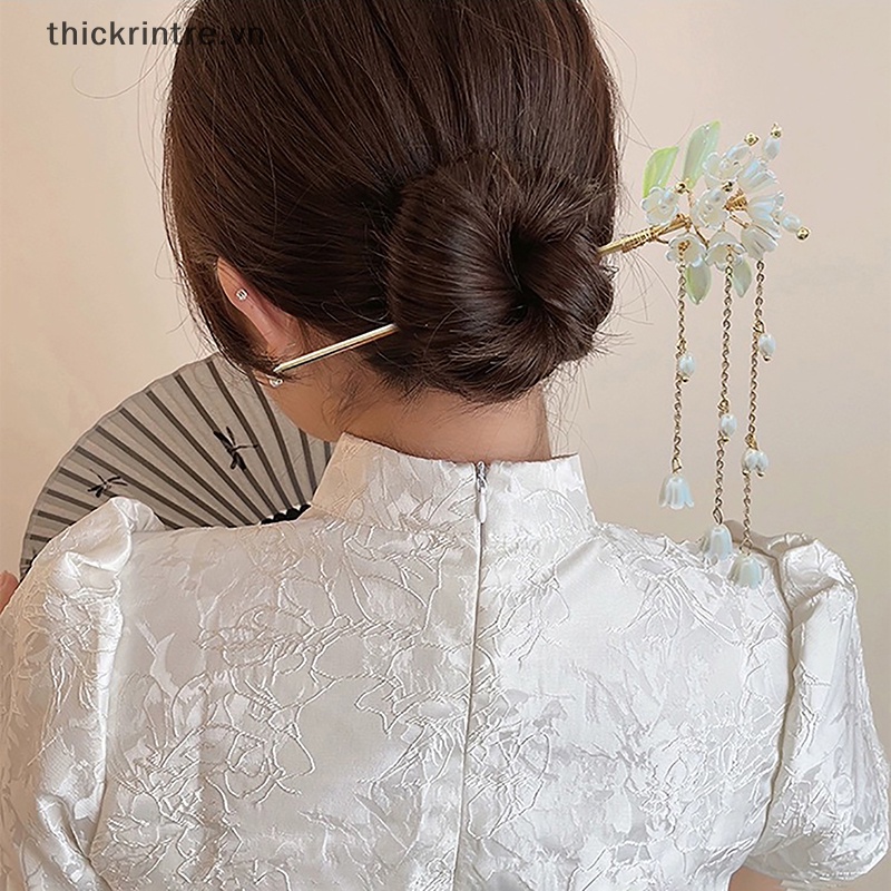 THI Cổ Điển Trung Quốc Tóc Dính Chân Nữ Ngôi Sao Hoa Tươi Handmade Kẹp Tóc Quyến Rũ Trang Sức Phụ Kiện Tóc Đồ Trang Trí VN