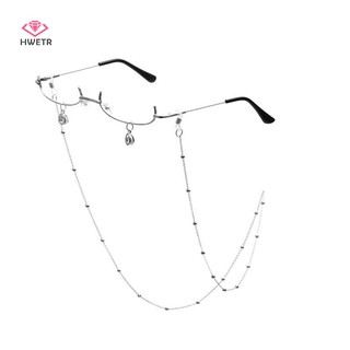 Mắt Kính Nửa Gọng Kim Loại Không Tròng Kèm Dây Xích Cổ Điển Cho Nữ Mới