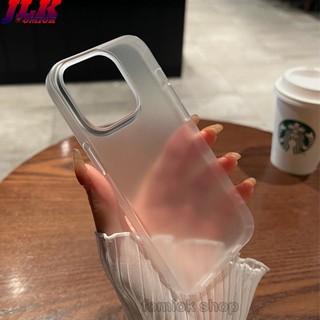 [JLK] 0.5mm Ultra Thin Matte Clear Hard Case For iPhone 15 ProMax 14 13 Plus 12 Pro Max Slim Solid Color Translucent PC Shockproof Cover