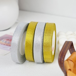 MEOWU Cuộn Dây Ruy Băng 1,5cm Nhũ Kim Tuyến Màu Vàng Màu Bạc Gói Quà Gói Hoa