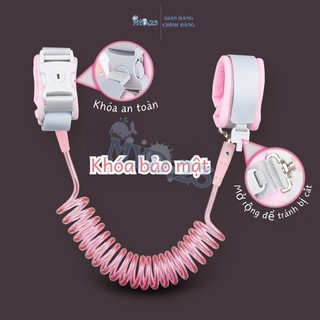 Dây đeo tay  chống lạc, chống cắt cho bé Dây dắt trẻ em đi dạo phản quang lõi thép có khóa Myd.23
