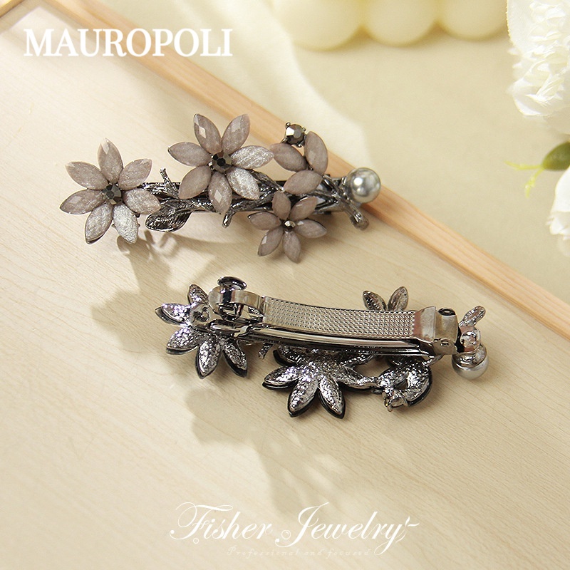 Mauropoli [Hàng Có Sẵn] Kẹp Tóc Đuôi Ngựa Đính Đá Nhiều Màu Phong Cách retro Cao Cấp Dành Cho Nữ