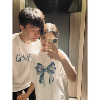 HIIXIIVI Áo thun unisex cotton tay ngắn, cổ tròn, in độc đáo, form baggy rộng