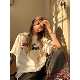 HIIXIIVI 2025 Mới Áo Thun Nữ Tay Ngắn In Hình, Cotton, Cổ Tròn, Oversize, Unisex, OOTD, Baggy, Độc Đáo, Tee