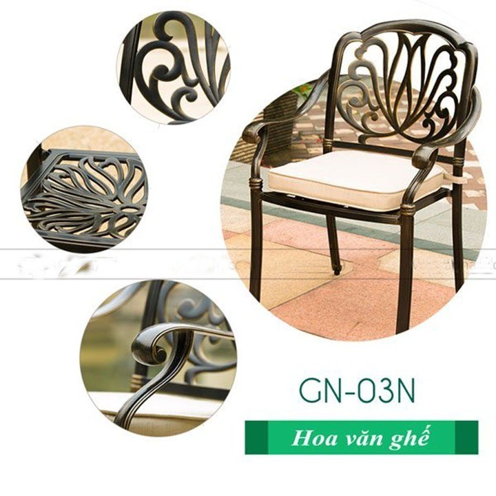 Bộ bàn ghế sân vườn ngoài trời HCN Bộ bàn ghế ban công ngoài trời nhôm đúc Bàn ghế ngoài trời -HP30