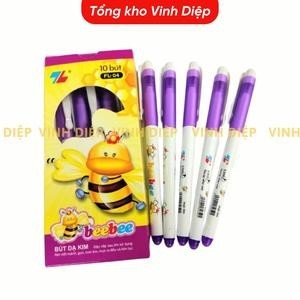 Hộp 10 Chiếc Bút bebe, Bút Dạ Kim Màu Tím Viết Êm, Màu Đẹp