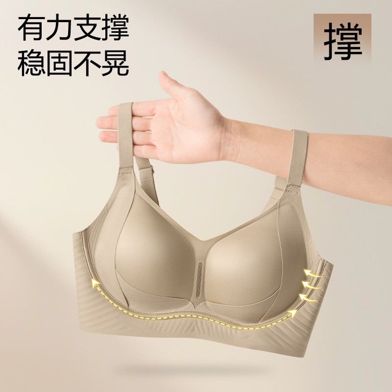 Phong Cách Mới Kích Thước Lớn Mềm Mại Hỗ Trợ Đồ Lót Không Dây Nữ Nâng Lên Nâng Lên Chống Chảy Máu Nửa Cố Định Áo Ngực Mỏng