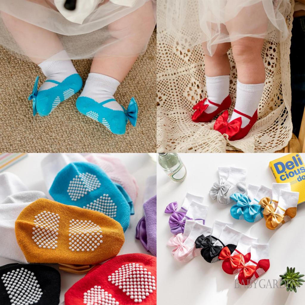Vớ Mềm Chống Trượt Đính Nơ Xinh Xắn Cho Bé Gái 0-2 Tuổi