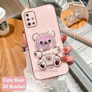 ốp lưng samsung a51 a71 Ốp Điện Thoại tpu Dẻo Mạ Màu 3D In Hình Gấu Nhỏ Đáng Yêu Có Giá Đỡ Cho samsung a51 a71
