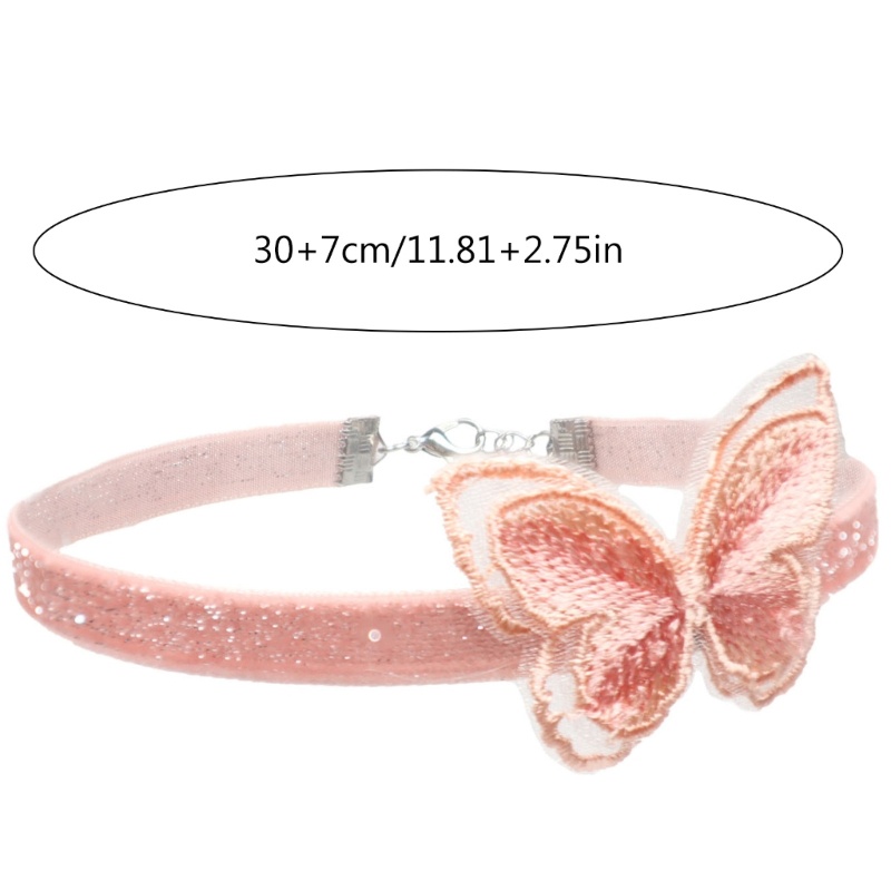 Vòng Cổ choker Dây Nhung Phối Ren Hoa Và Bướm Thời Trang