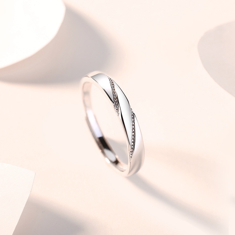 S925 Bạc Tình Yêu Ở Lần Nhìn Đầu Tiên Nhẫn Cặp Đôi Kim Cương Nam Nữ Nhẫn Cặp Đôi Quà Tặng Ngày Lễ Tình Nhân