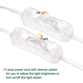 JOYFULLIFE 2 Dây đèn trong suốt 2 lõi 1,8 mét có công tắc, Dây nguồn công tắc cắm trong suốt bằng cao su bạc, Cáp kết nối nguồn thiết bị gia dụng bằng đồng trong suốt bằng nhựa Pvc