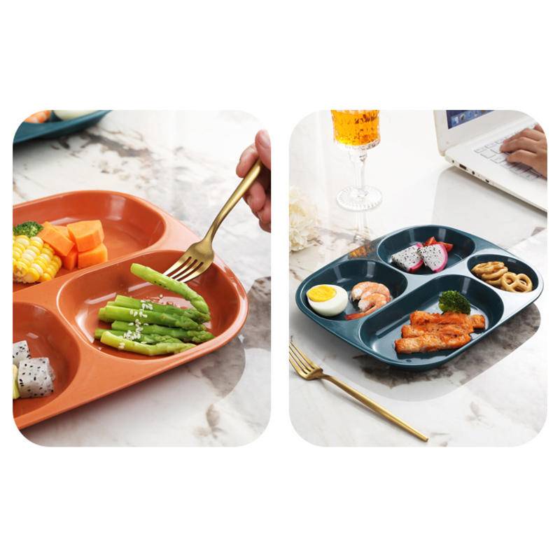 Đĩa Ăn 23cm Chia 4 Ngăn Bằng Nhựa Lúa Mạch Màu Đen / Xanh Lá / Hồng Phong Cách Nhật Bản Dành Cho Trẻ Em
