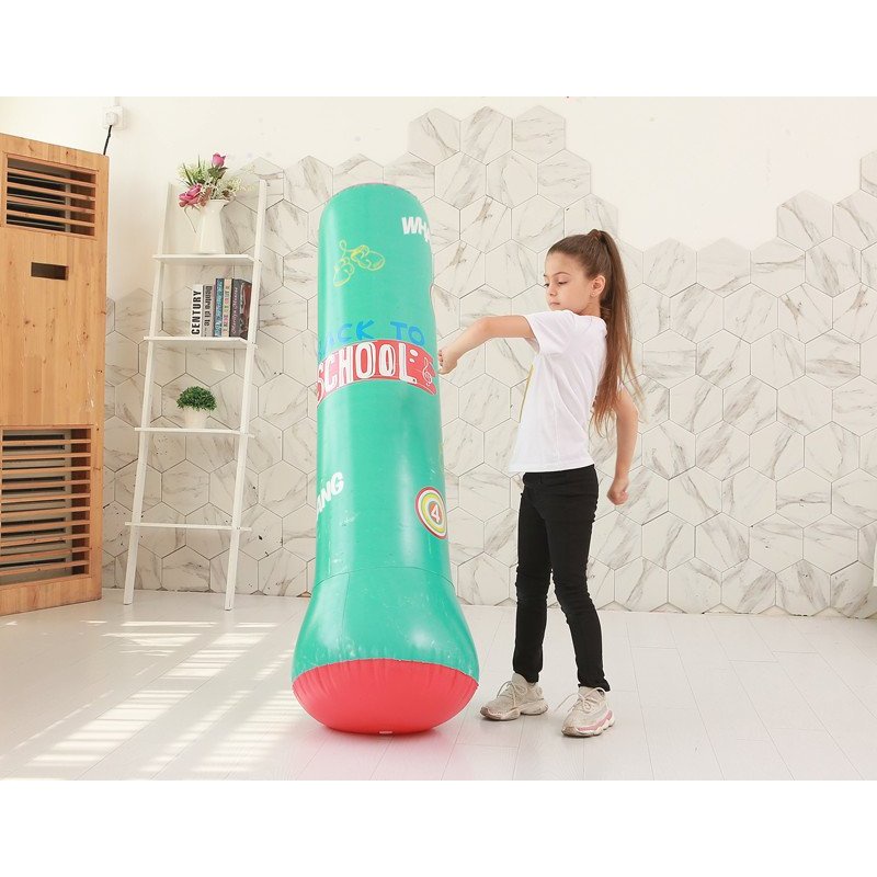 Bao trụ đấm bốc đấm bốc cho bé bộ boxing tự cân bằng cho bé cao 1m2 bơm hơi chất cao su tặng kèm bơm KIDSTORE