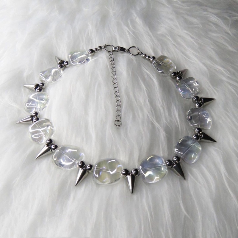 Jenniferab Rock Spike Rivet Vòng cổ Hip Hop Phong cách sành điệu