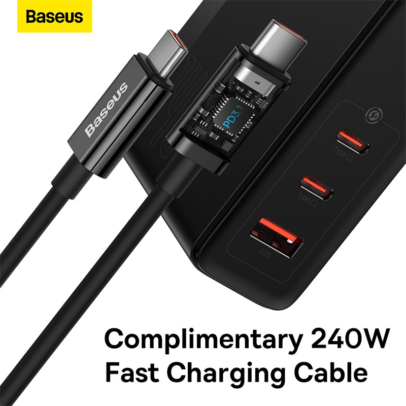 Củ Sạc Baseus 140W GaN5 USB C Sạc Nhanh PD3.1 QC4.0 Ba Cổng Sạc điện Thoại Máy Tính Xách Tay