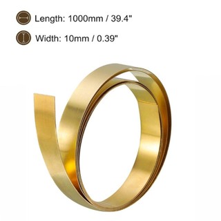 Tấm đồng thau FEASTLY, Tấm lá kim loại màu vàng 1000mm x10mm, Độ cứng cao Dải đồng thau mỏng Trang sức Làm DIY