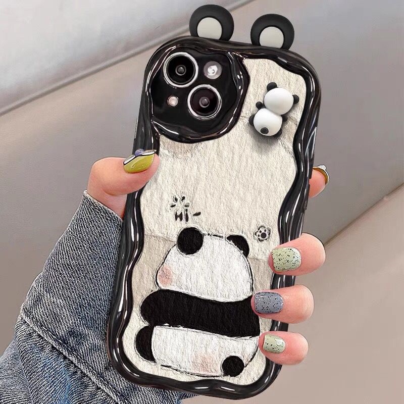 Hoạt Hình Ốp Điện Thoại Silicon Mềm Hình Tai Gấu Trúc 3d Cho oppo a18 a38 a58 a79 a57 2022 realme 11 c21y c35 c55 narzo 50 5g