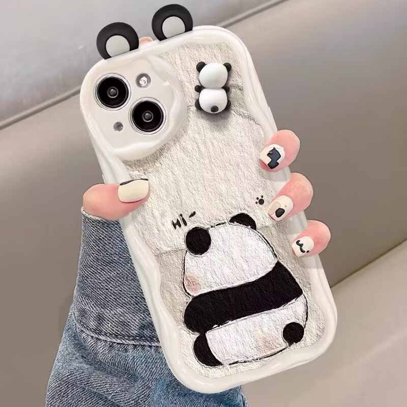Hoạt Hình Ốp Điện Thoại Silicon Mềm Hình Tai Gấu Trúc 3d Cho oppo a18 a38 a58 a79 a57 2022 realme 11 c21y c35 c55 narzo 50 5g