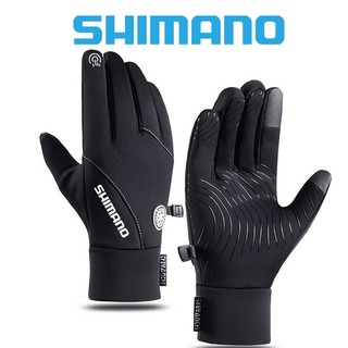 Mới Shimano Mùa Thu Ngoài Trời Nam Găng Tay Câu Cá Chống Thấm Nước Màn Hình Cảm Ứng Dày Plus Lông Cừu Chống Trơn Trượt Full Ngón Tay Găng Tay Câu Cá Nam