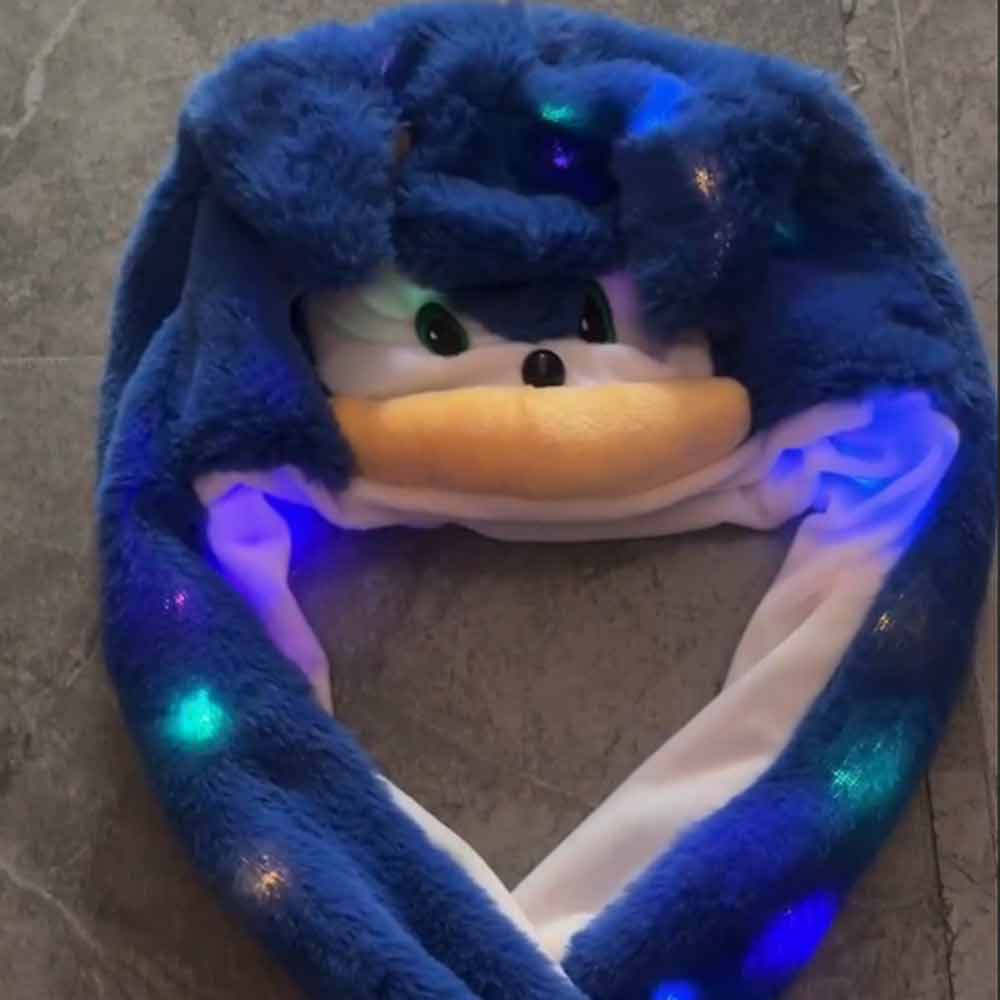 The hedgehog children's hats plush toys Sonic the Hedgehog Can moving hat with movable Earflaps cute plush dolls kids hats
