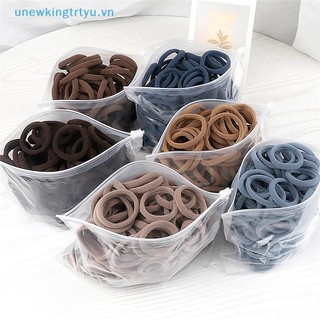 Set 50 Dây Buộc Tóc Co Giãn 4cm Màu Trơn Đơn Giản Dành Cho Nữ