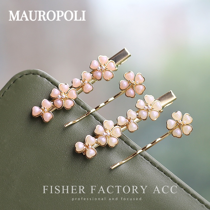 Mauropoli [Hàng Có Sẵn] Kẹp Tóc Đính Hoa Ngọc Trai Phong Cách mori Cổ Tích Phẳng Nhẹ Nhàng Dễ Phối Đồ