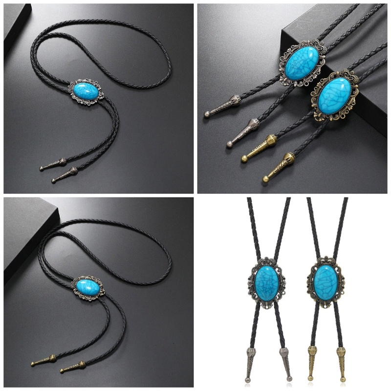 Giữ Turquoise Bolo Ties Cổ Áo Tây Bolo Tie Nam Cao Bồi Cổ Phụ Kiện