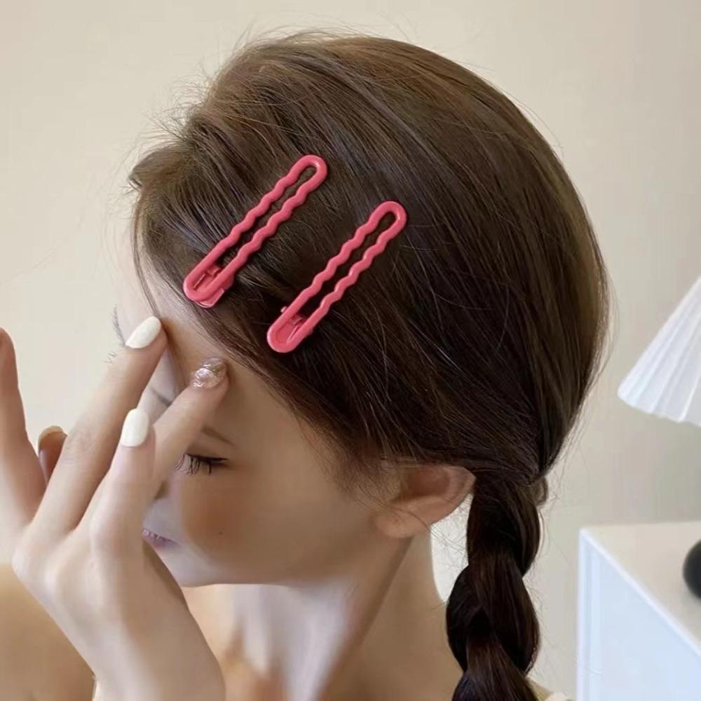 Kẹp tóc dễ thương màu kẹo EBINLANDS, Kẹp tóc màu trơn hợp kim có mặt gợn sóng, Kẹp tóc vui nhộn