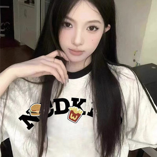 Mới 100% cotton Phong Cách Hàn Quốc Thời Trang Hàng Sẵn Có Nữ Mùa Hè Tay Ngắn Áo Quần Áo Cổ Tròn Tee Áo