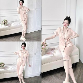 Đồ Bộ TẾT, Đồ Bộ Pijama, LỬNG MÀU TRƠN, Đồ Ngủ Nữ. Quần Lửng Có Túi. Vải Lụa Latin Cao Cấp.