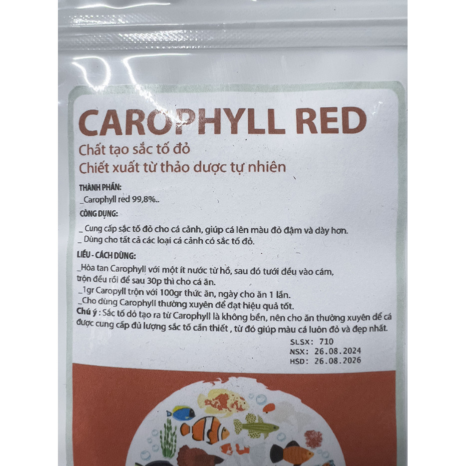 Gói Bột 5gram Carophyll Chất tạo sắc tổ đỏ dành cho cá cảnh ACPharno tăng màu đỏ, kích màu