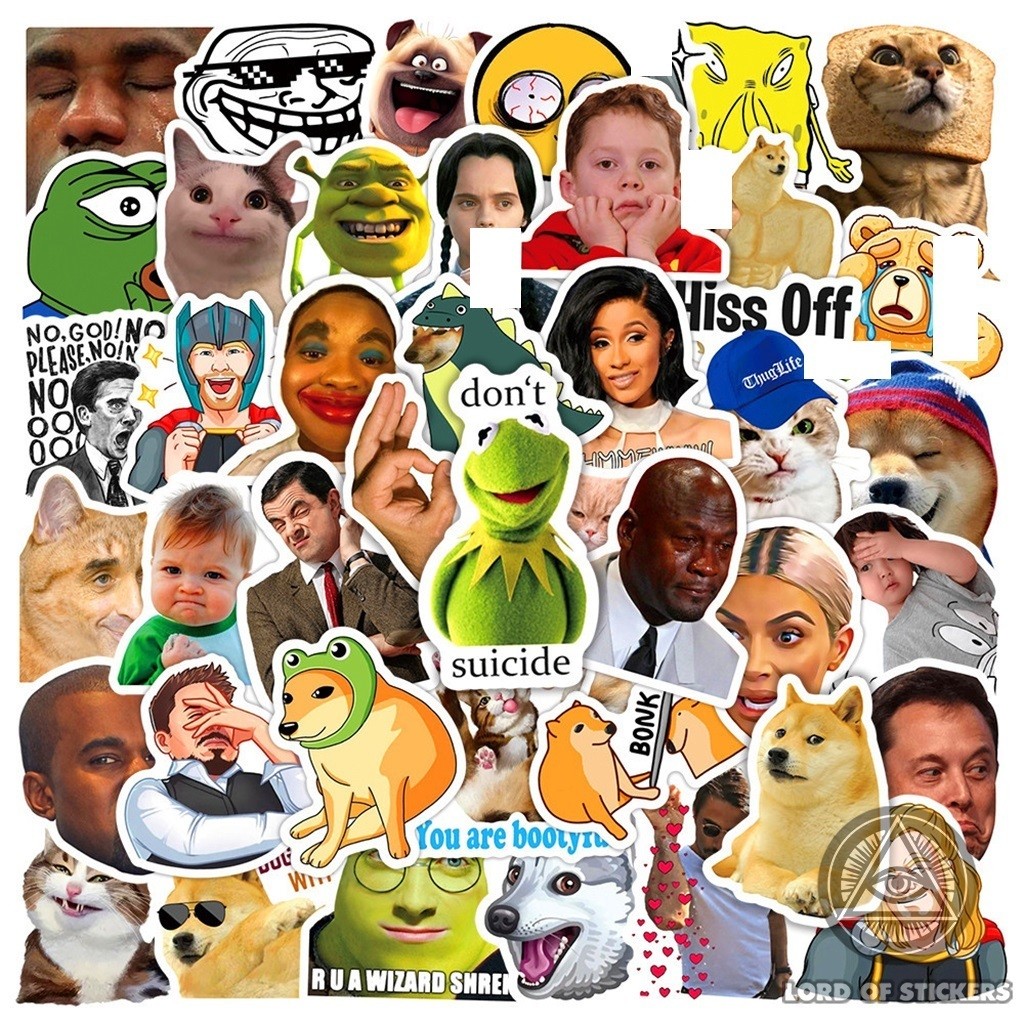 Set 50 Hình Dán Meme Sticker Vui Nhộn Hài Hước Chống Thấm Nước Trang ...