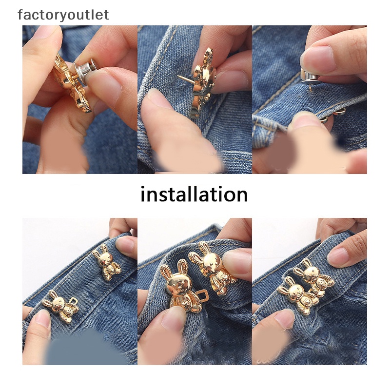 1 Cặp Nút Có Thể Tháo Rời Thỏ Kim Loại Thắt Lưng Nút Có Thể Điều Chỉnh Eo Kẹp Chân Cho Nữ Váy Quần Jean DIY Quần Áo Phụ Kiện Mới