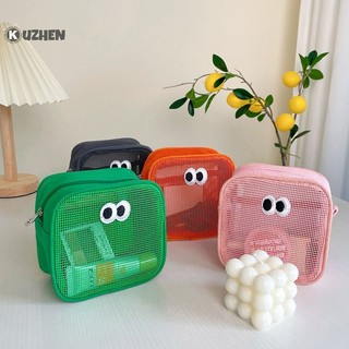 Túi Lưới Đựng Đồ Trang Điểm Màu Kẹo Ngọt Họa Tiết Đôi Mắt To Dễ Thương